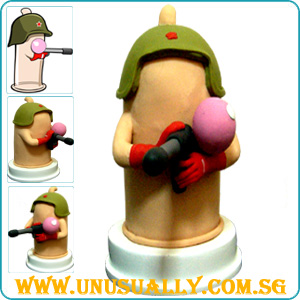 Customized 3D Caricature Condom Solider Figurine